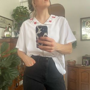 Vintage white button down with embroidery